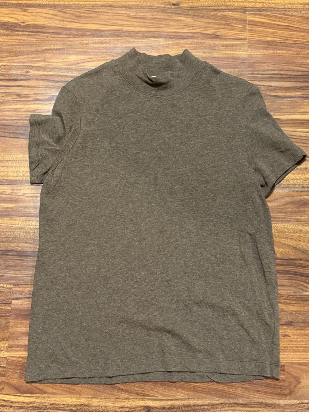 Vince Olive Green Short Sleeve Mock Neck Tee